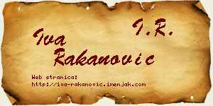 Iva Rakanović vizit kartica